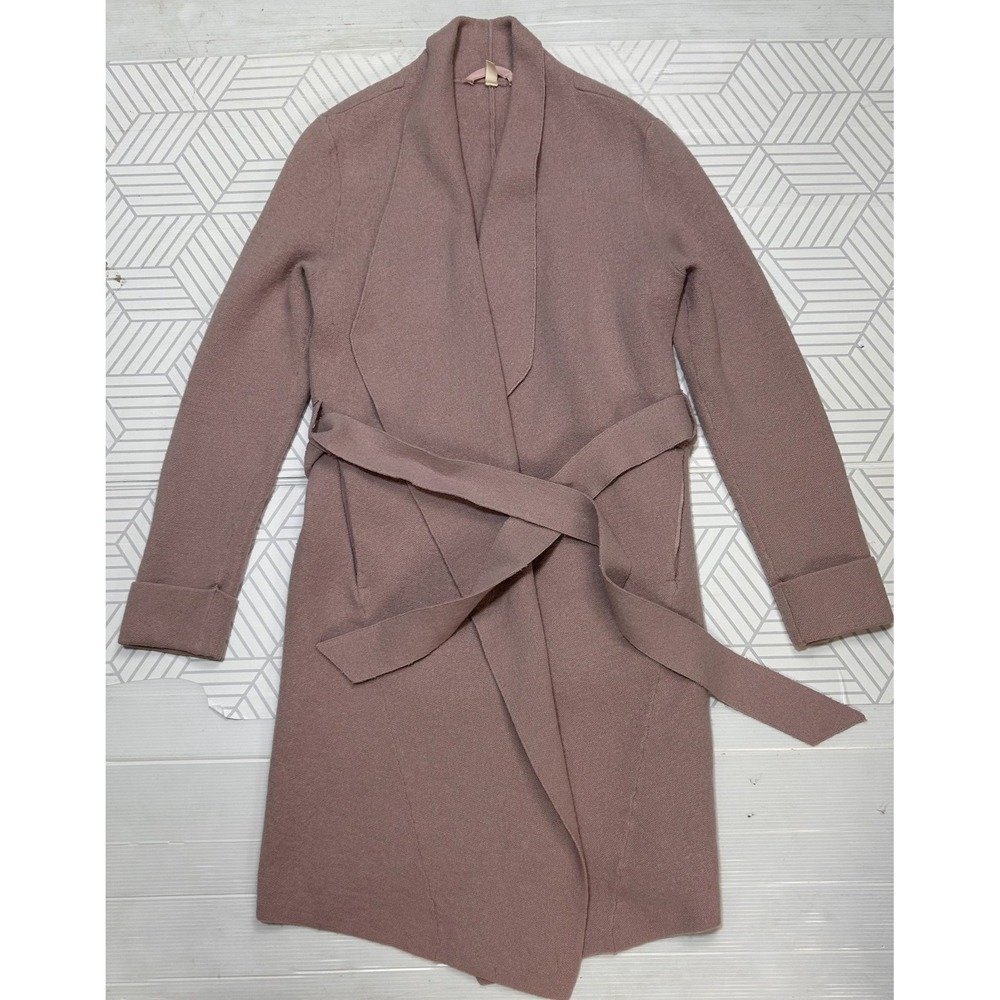 Anthropologie Moth Camel Blush Pink Cotton WOOL Wrap Cardigan Sweater Coat XS b2 - Picture 10 of 10